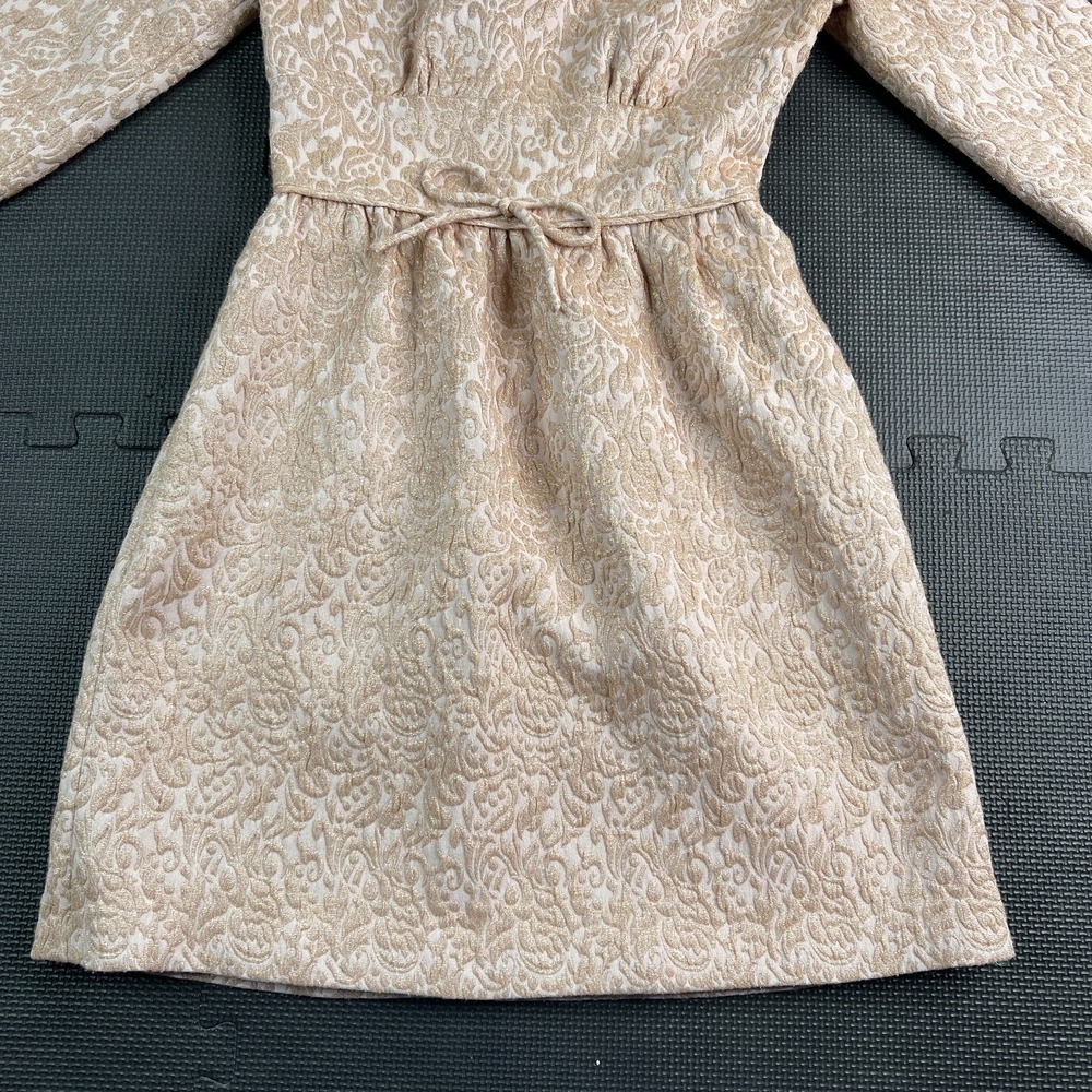REISS‎ Rose Gold Melanie Jacquard Party Dress Sz 4 Tie Waist Cocktail Wedding - Picture 5 of 16